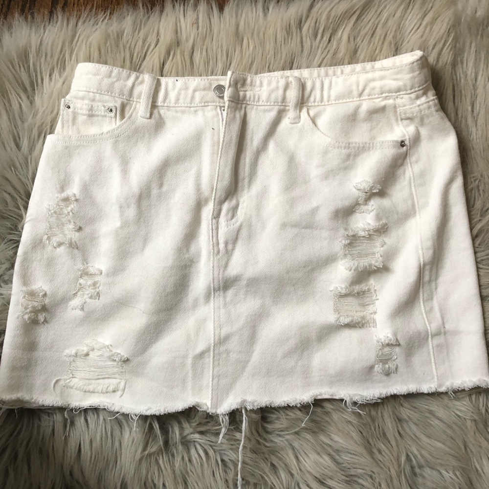 White denim ripped skirt Shein size Large